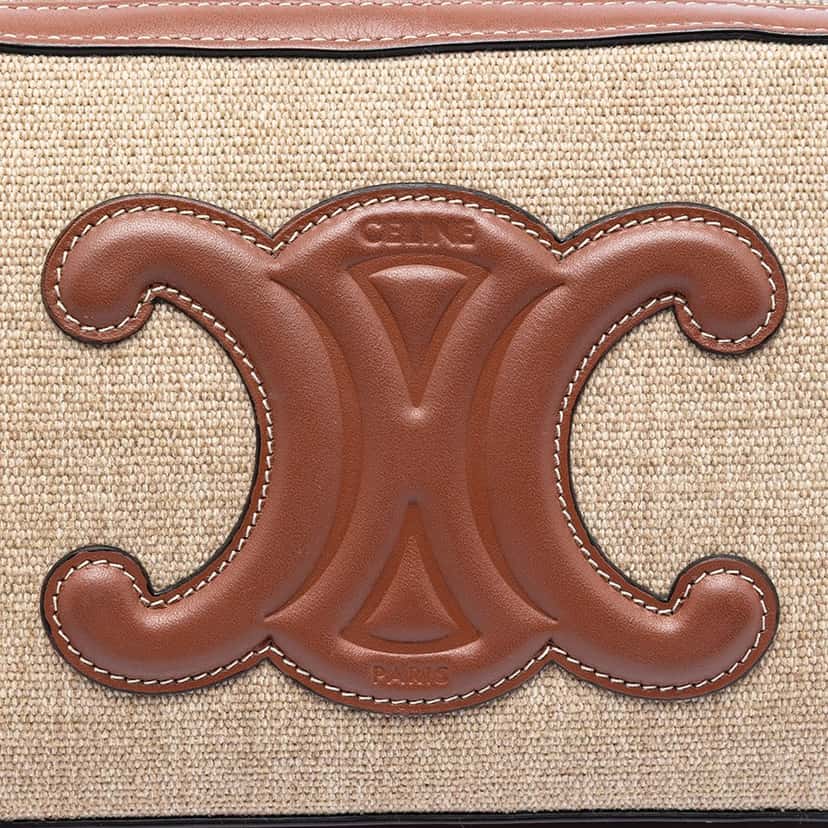 Celine Canvas and Calfskin Cuir Triomphe Camera Shoulder Bag Beige Leather Very good condition - Box View