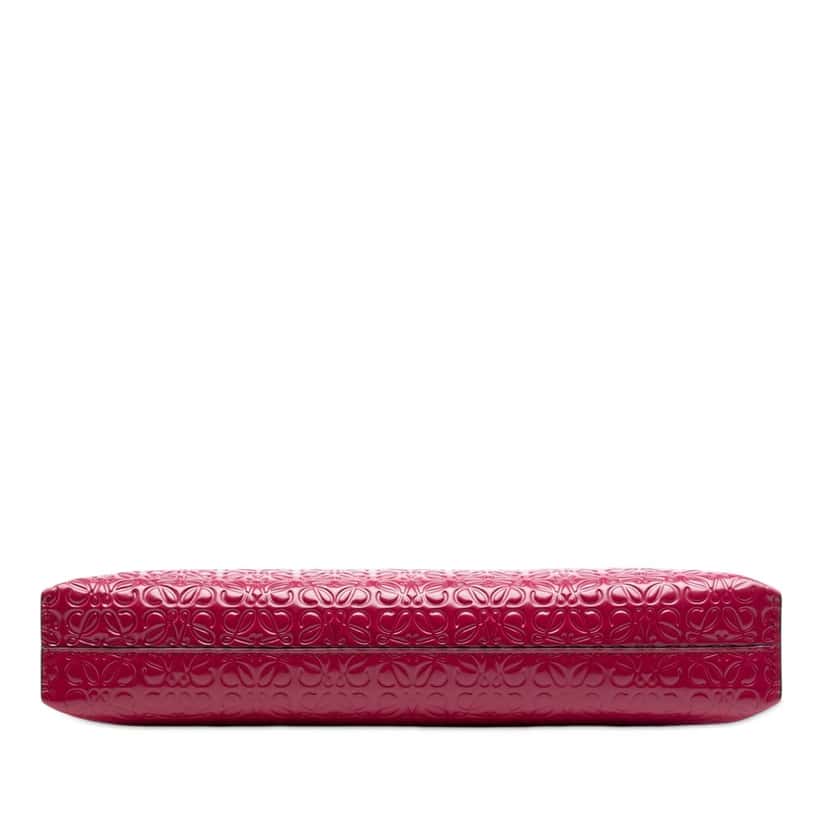 LOEWE Embossed Calfskin Anagram Repeat T Pouch Red Leather Very good condition - Inside View