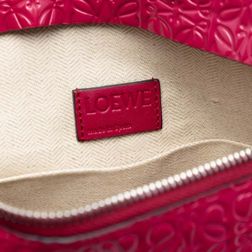 LOEWE Embossed Calfskin Anagram Repeat T Pouch Red Leather Very good condition - Box View