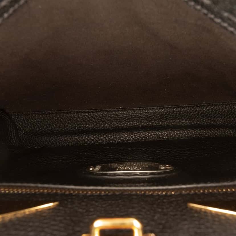 Fendi Mini Calfskin Romano Selleria Peekaboo Iconic Fit Satchel Black Leather Very good condition - Box View