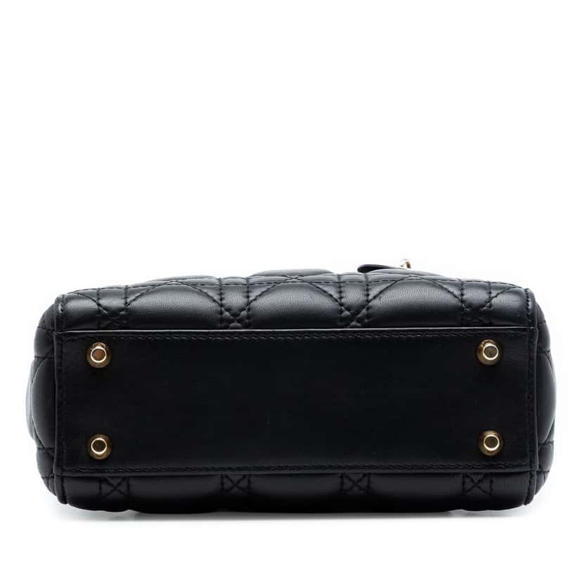 Dior Mini Lambskin Cannage Lady Dior Black Leather Very good condition - Inside View