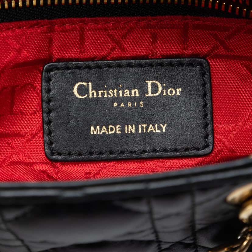 Dior Mini Lambskin Cannage Lady Dior Black Leather Very good condition - Box View