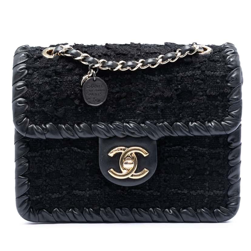 Chanel Mini Tweed My Own Frame Flap Black Very good condition - Front View