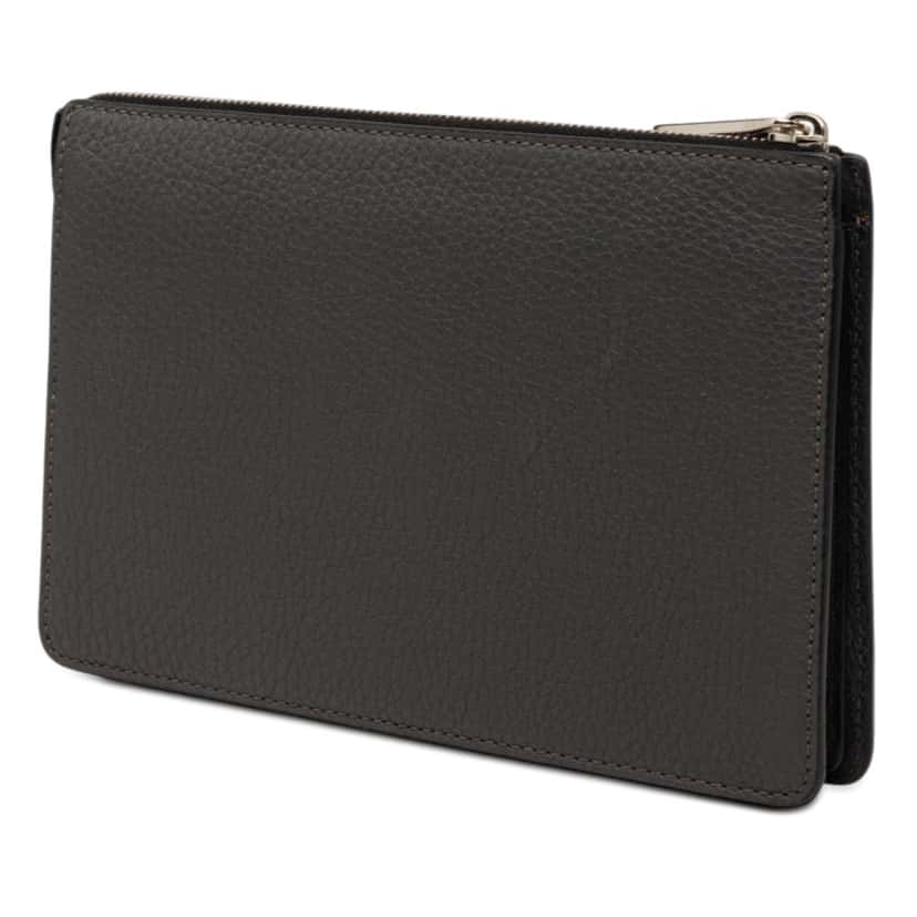 Fendi Grained Leather Roma Selleria Zip Clutch Black Leather Very good condition - Back View