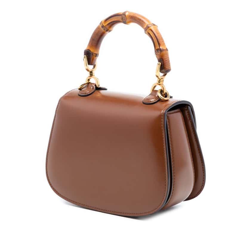 Gucci Mini Calfskin 1947 Bamboo Top Handle Bag Brown Leather Very good condition - Back View