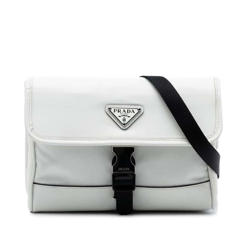 Prada Saffiano Trimmed Re Nylon Smartphone Case White Very good condition - Front View