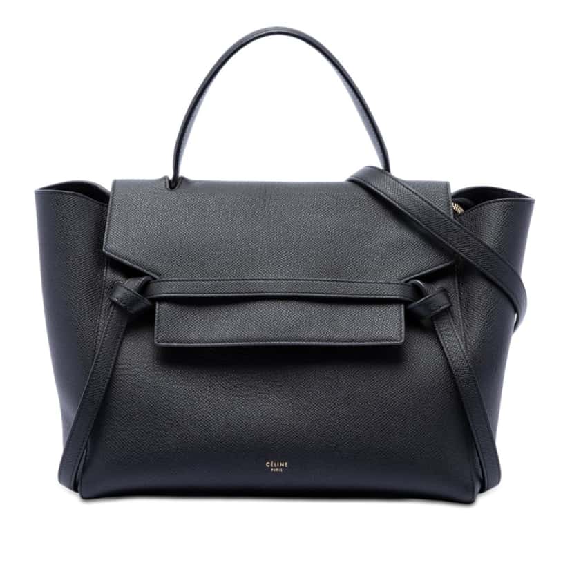Celine Mini Grained Calfskin Belt Bag Black Leather Very good condition - Front View