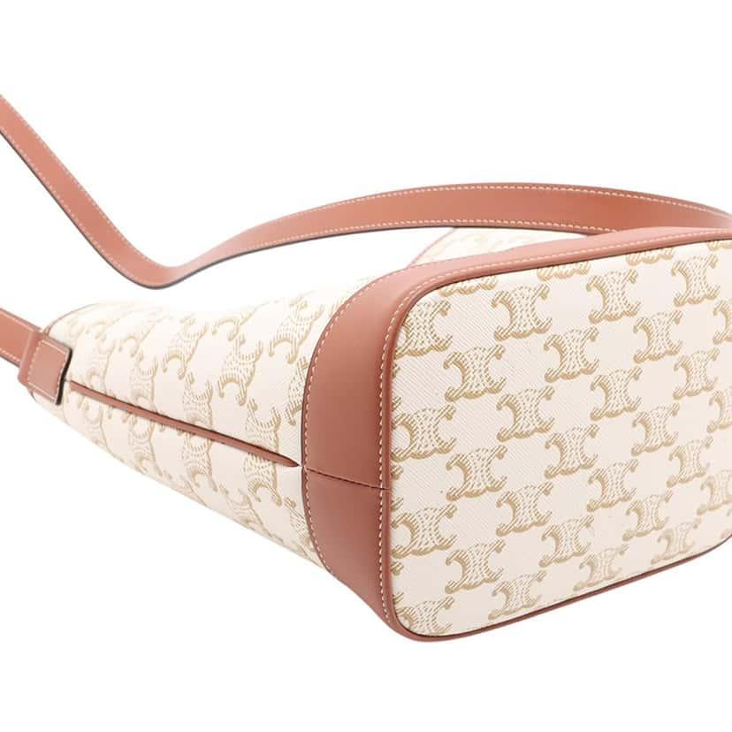 Celine Small Triomphe Coated Canvas Bucket Bag Beige Very good condition - Inside View