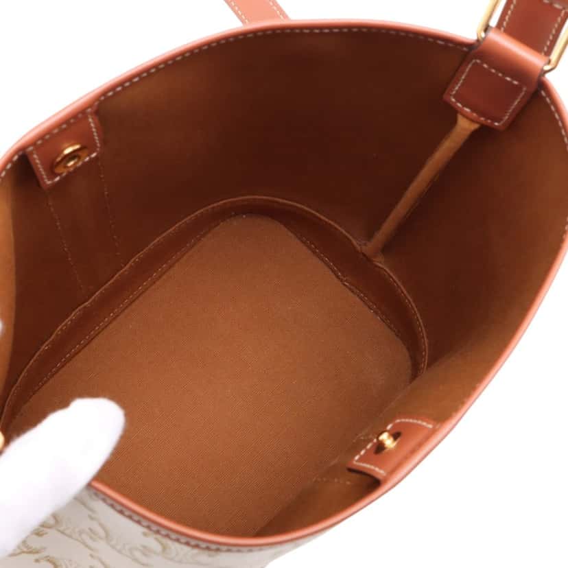 Celine Small Triomphe Coated Canvas Bucket Bag Beige Very good condition - Box View