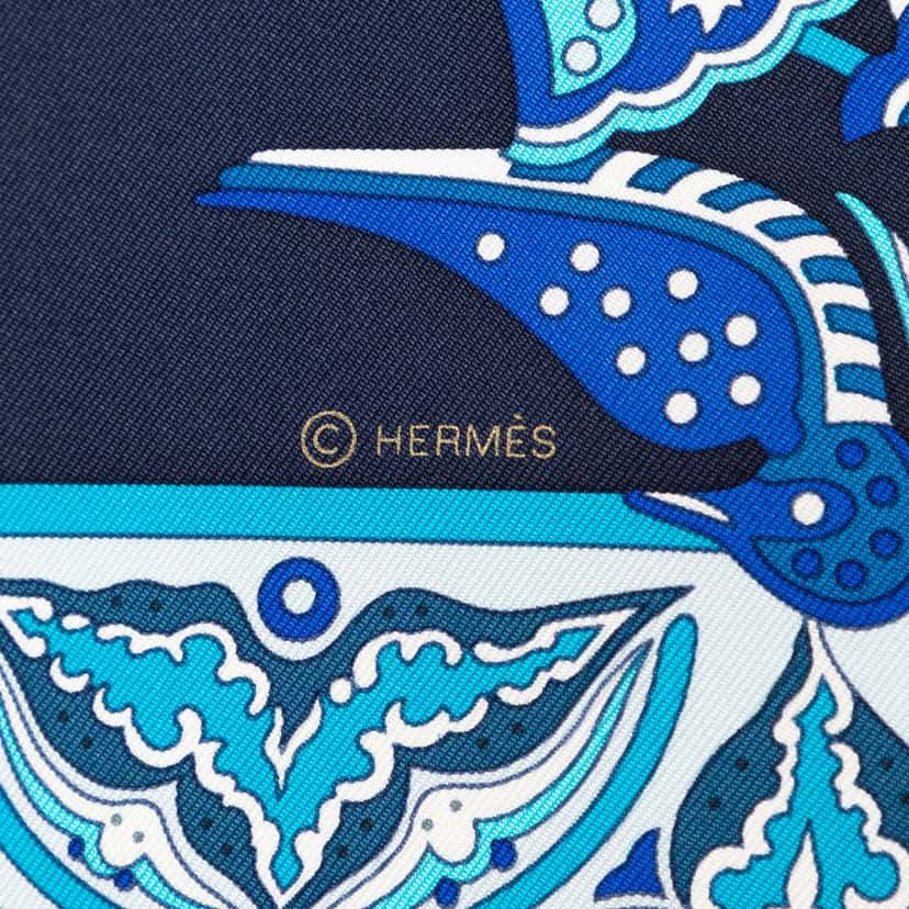Hermès Ciels Byzantins Silk Scarf Blue Very good condition - Model View