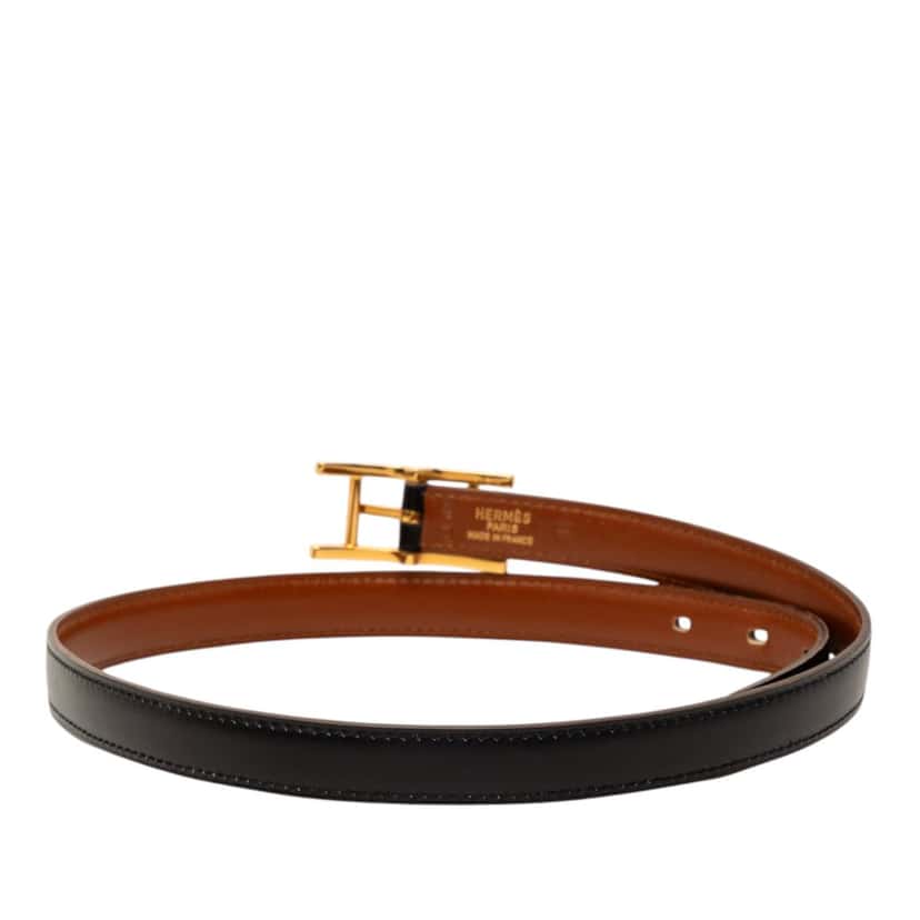 Hermès Box Calf Quentin Reversible Belt Black Leather Very good condition - Inside View
