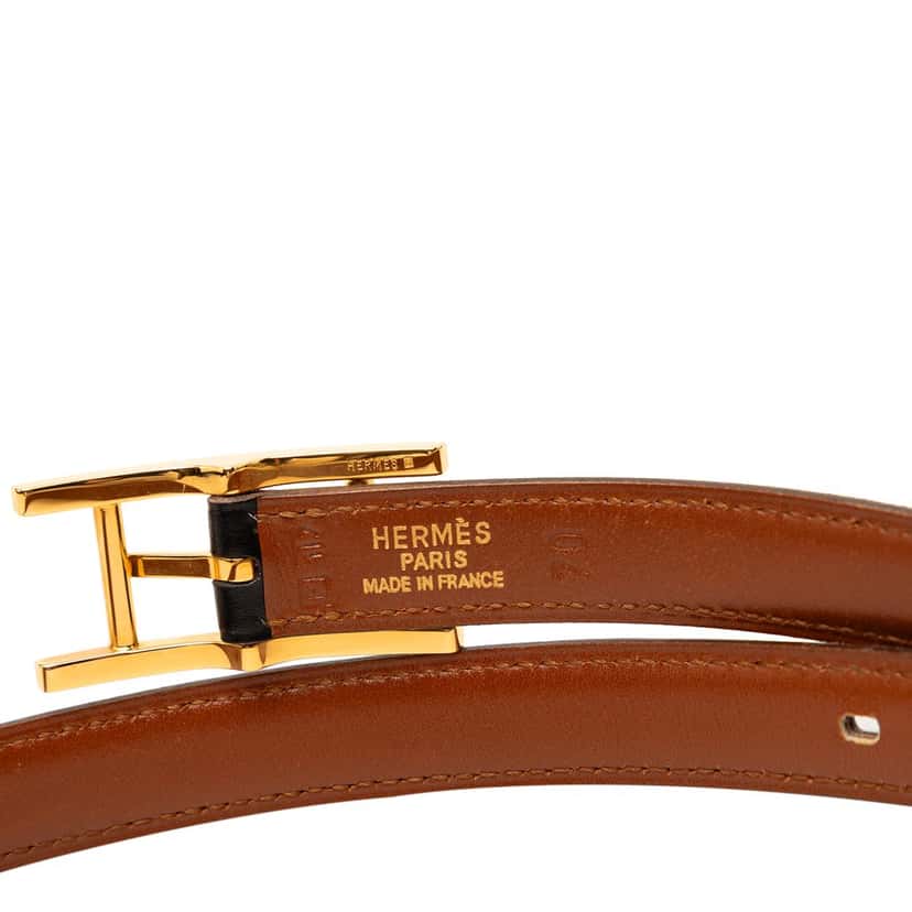 Hermès Box Calf Quentin Reversible Belt Black Leather Very good condition - Model View