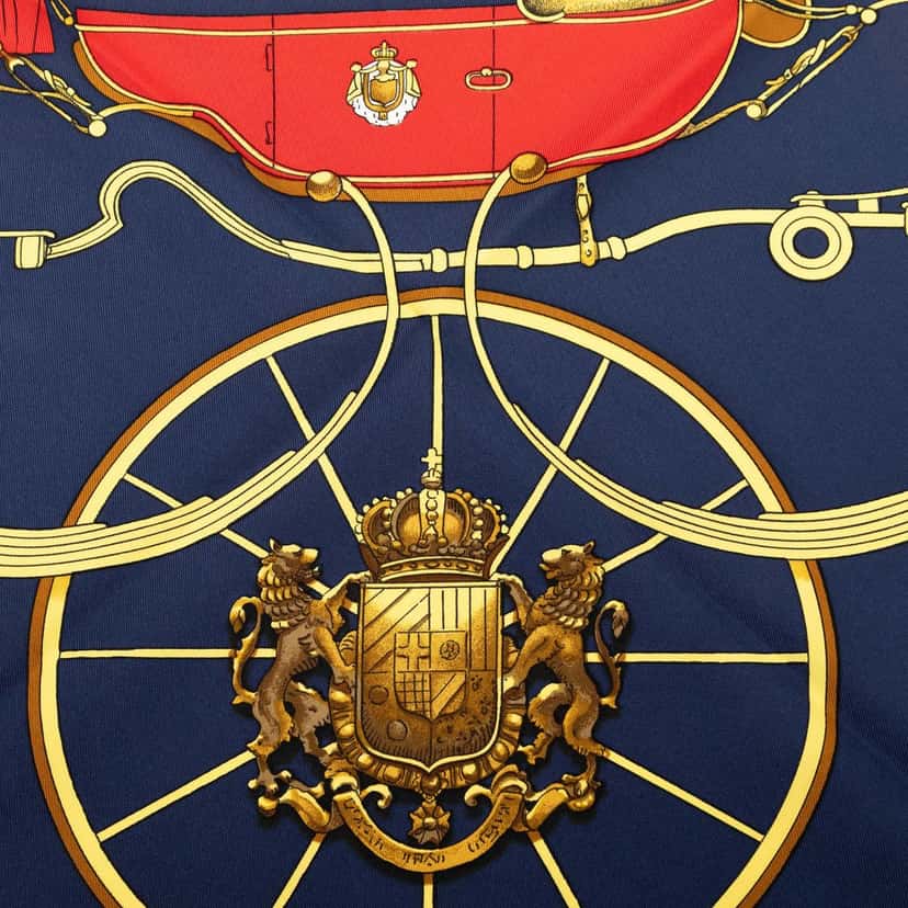 Hermès Springs Silk Scarf 90 Blue Never worn - Model View