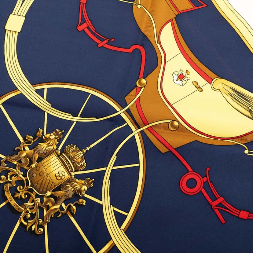 Hermès Springs Silk Scarf 90 Blue Never worn - Box View