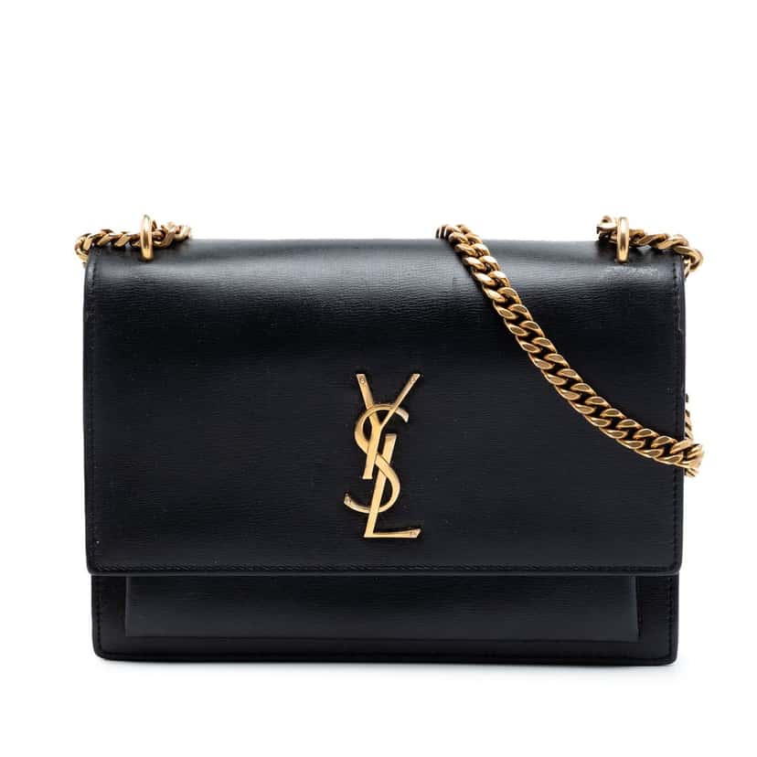 Saint Laurent Medium Calfskin Monogram Sunset Crossbody Black Leather Good condition - Front View