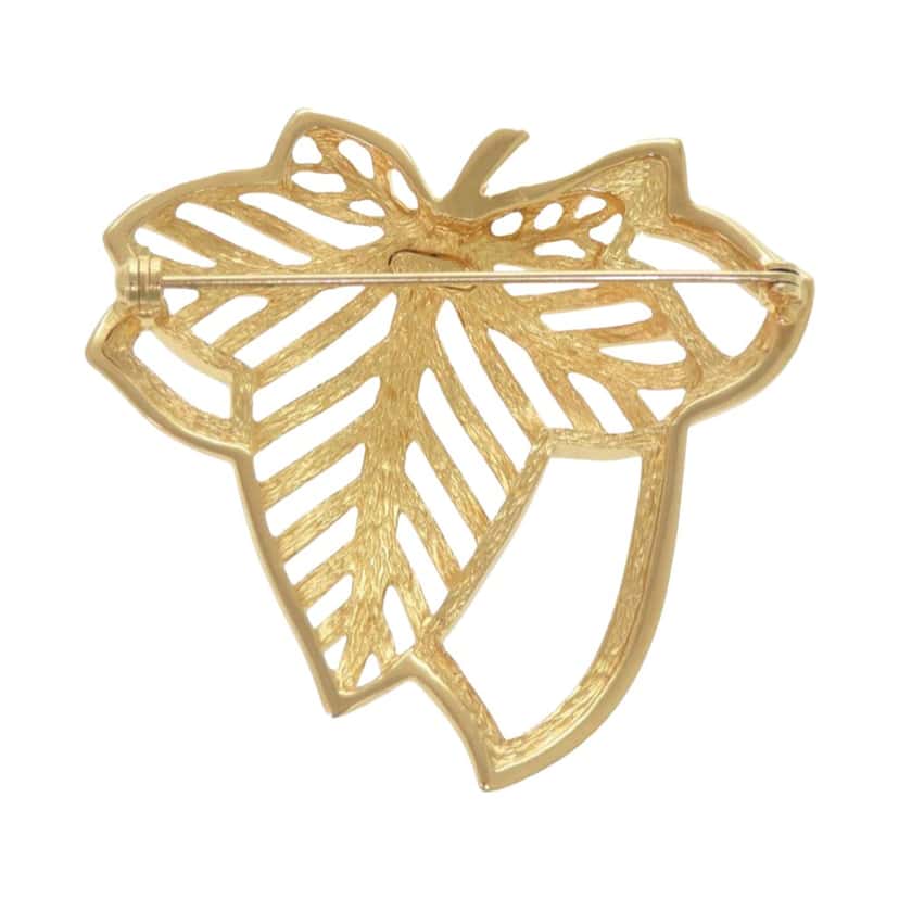 Dior Gold Plated Leaf Brooch Gold Metal Very good condition - Back View