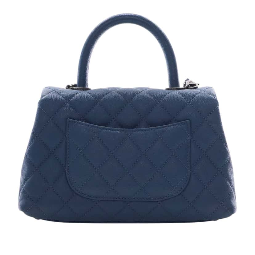 Chanel Mini Quilted Caviar Coco Top Handle Bag Blue Leather Very good condition - Model View
