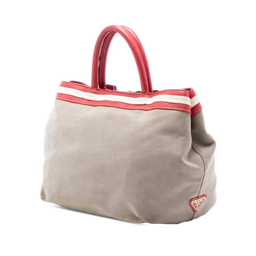 Prada Canvas Canapa Logo Tote Beige Very good condition - Back View