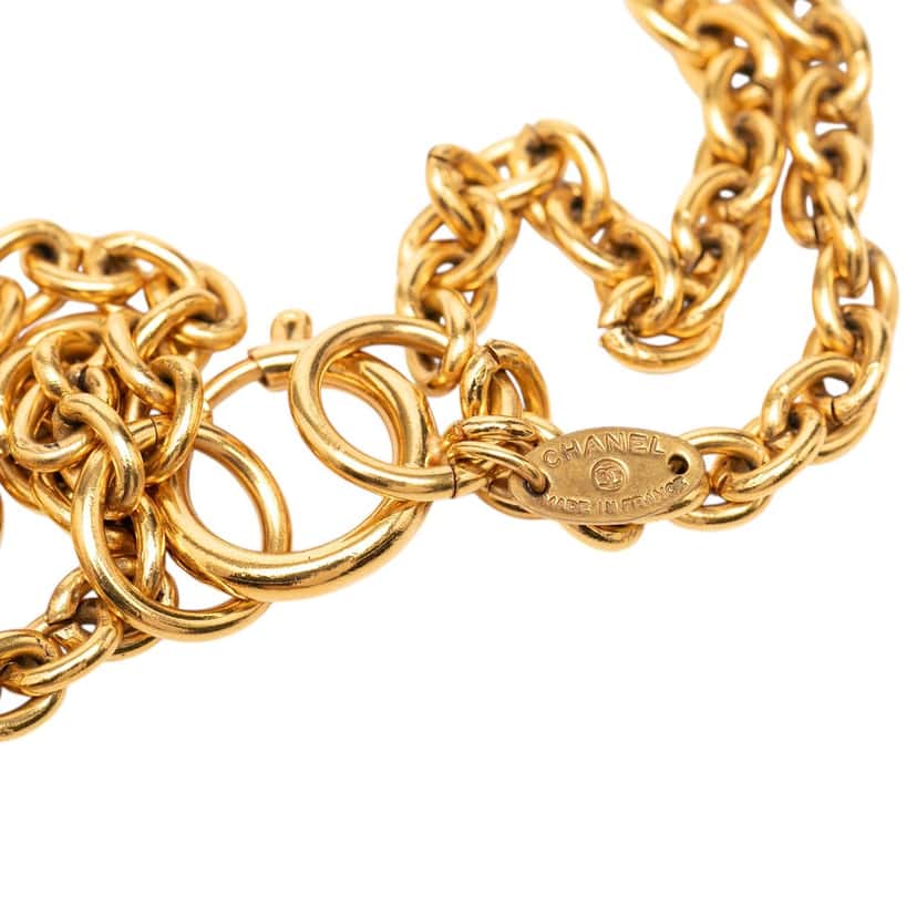 Chanel Gold Plated Faux Pearl Multistrand Pendant Necklace Gold Metal Very good condition - Back View