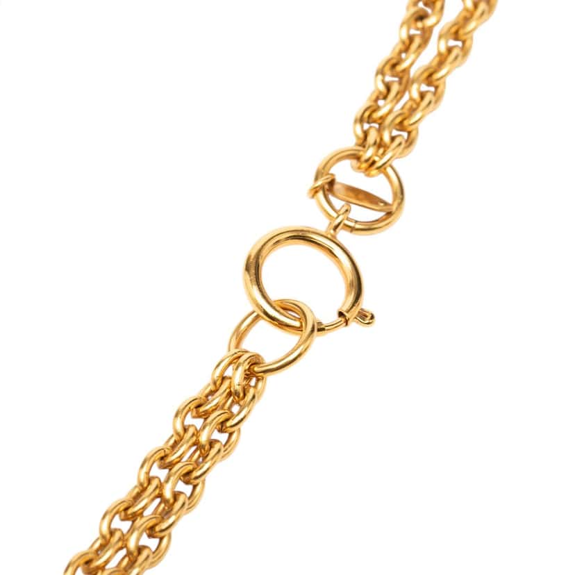 Chanel Gold Plated Faux Pearl Multistrand Pendant Necklace Gold Metal Very good condition - Inside View