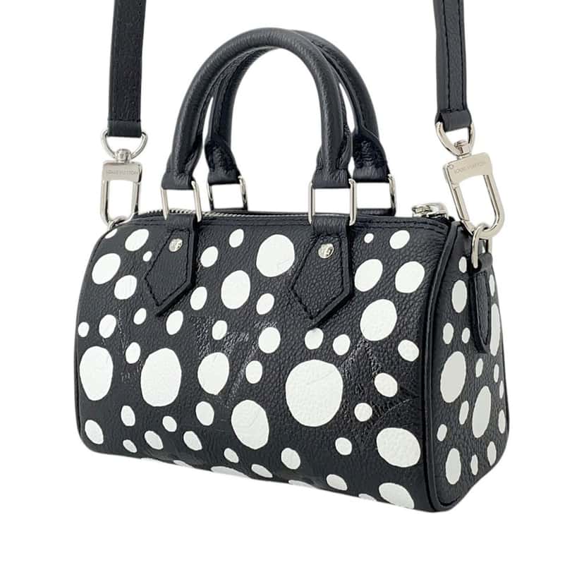 Louis Vuitton Yayoi Kusama Monogram Giant Empreinte Nano Speedy Bandouliere Black Leather Very good condition - Back View