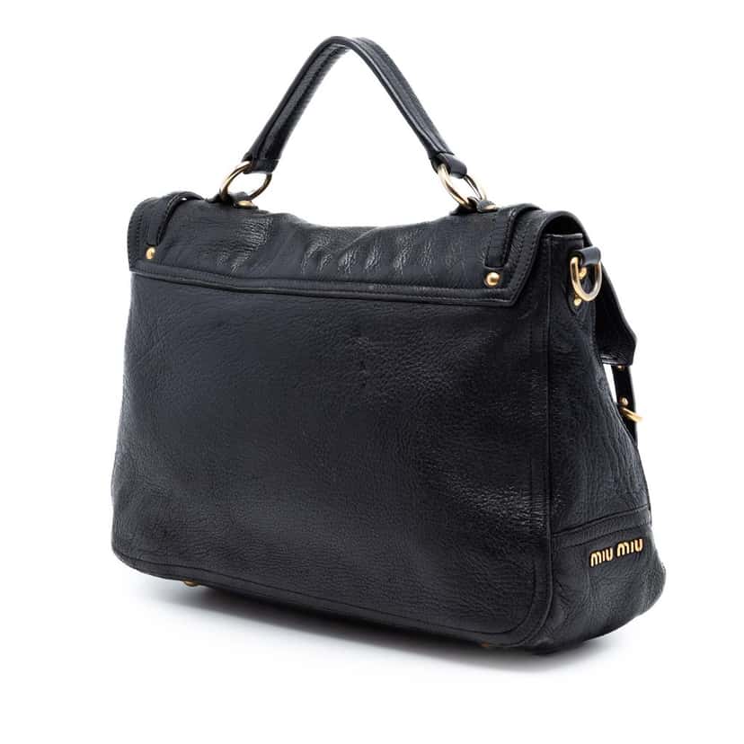 Miu Miu Cervo Deerskin Buckles East West Satchel Black Leather Very good condition - Back View