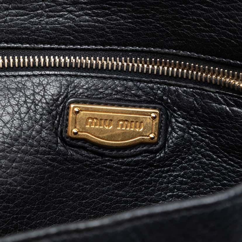 Miu Miu Cervo Deerskin Buckles East West Satchel Black Leather Very good condition - Box View