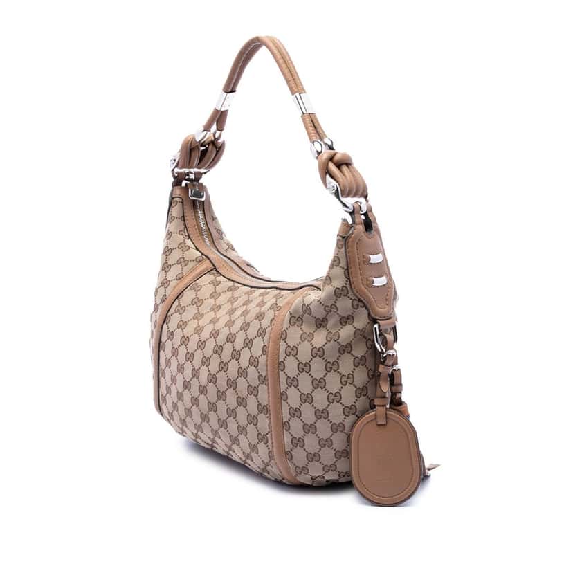 Gucci GG Canvas Techno Horsebit Hobo Beige Very good condition - Back View