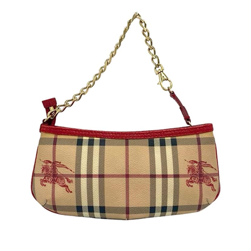 Burberry Haymarket Check Coated Canvas Clara Pochette Beige Very good condition - Front View