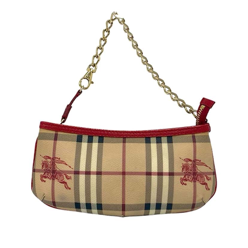 Burberry Haymarket Check Coated Canvas Clara Pochette Beige Very good condition - Back View