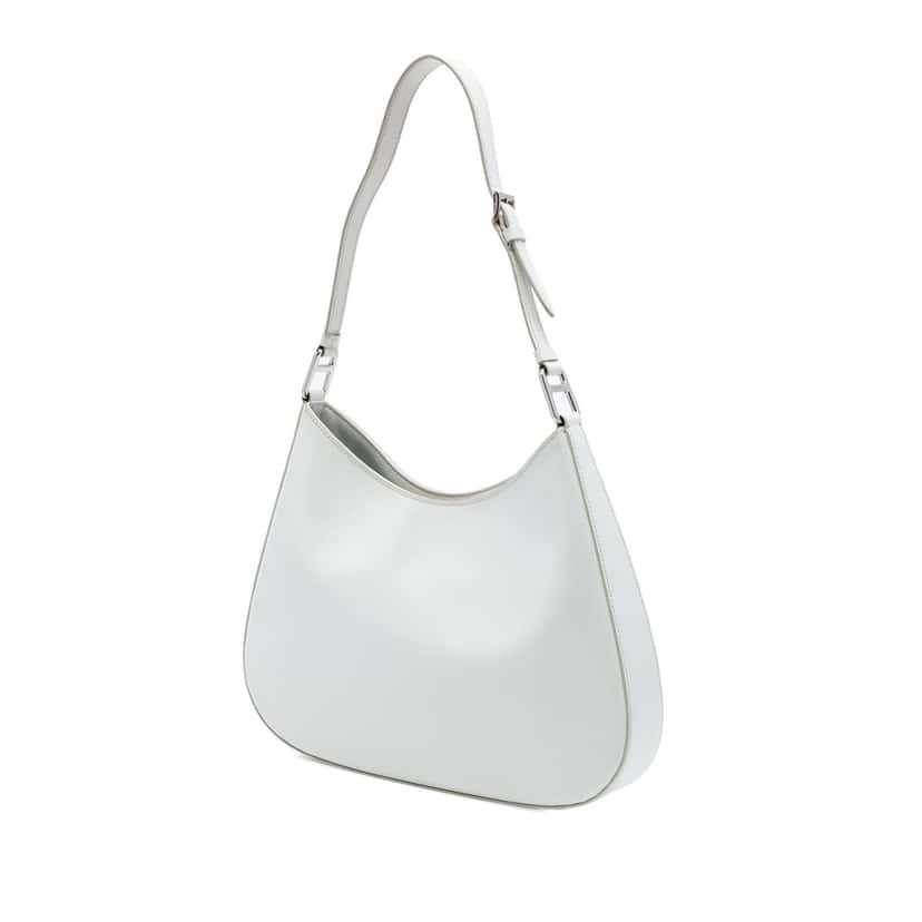 Prada Spazzolato Leather Cleo Shoulder Bag White Leather Very good condition - Back View