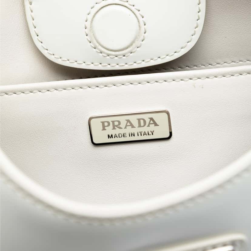 Prada Spazzolato Leather Cleo Shoulder Bag White Leather Very good condition - Box View