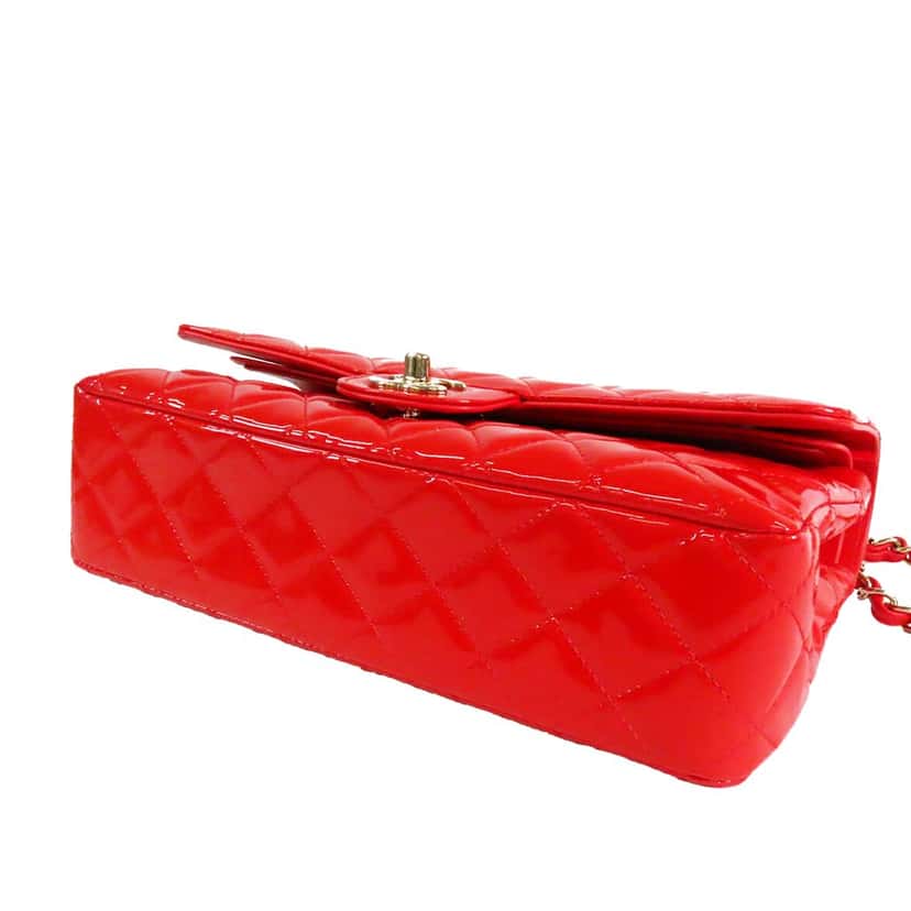 Chanel Medium Classic Patent Double Flap Red Leather Very good condition - Inside View