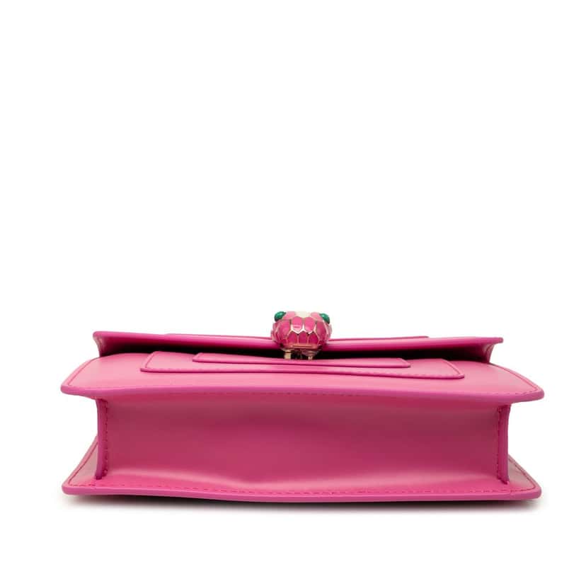 Bvlgari Small Leather Square Serpenti Forever Chain Crossbody Pink Leather Very good condition - Inside View