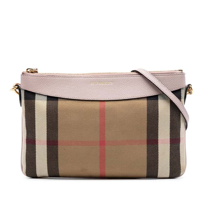 Burberry House Check Canvas Derby Peyton Crossbody Brown Very good condition - Front View