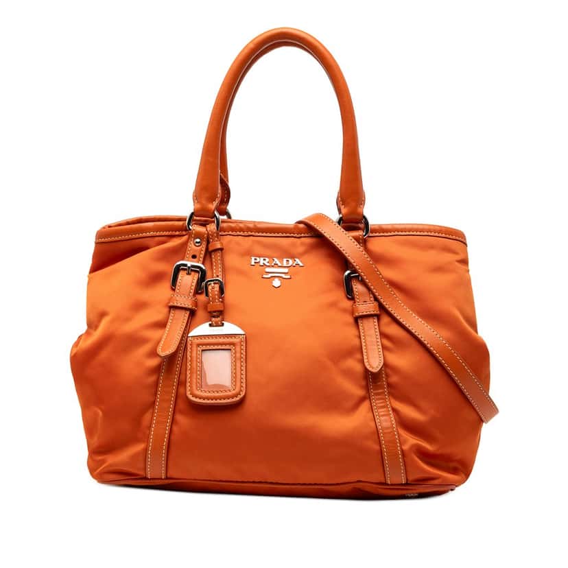 Prada Soft Calf Trimmed Tessuto Satchel Orange Very good condition - Front View
