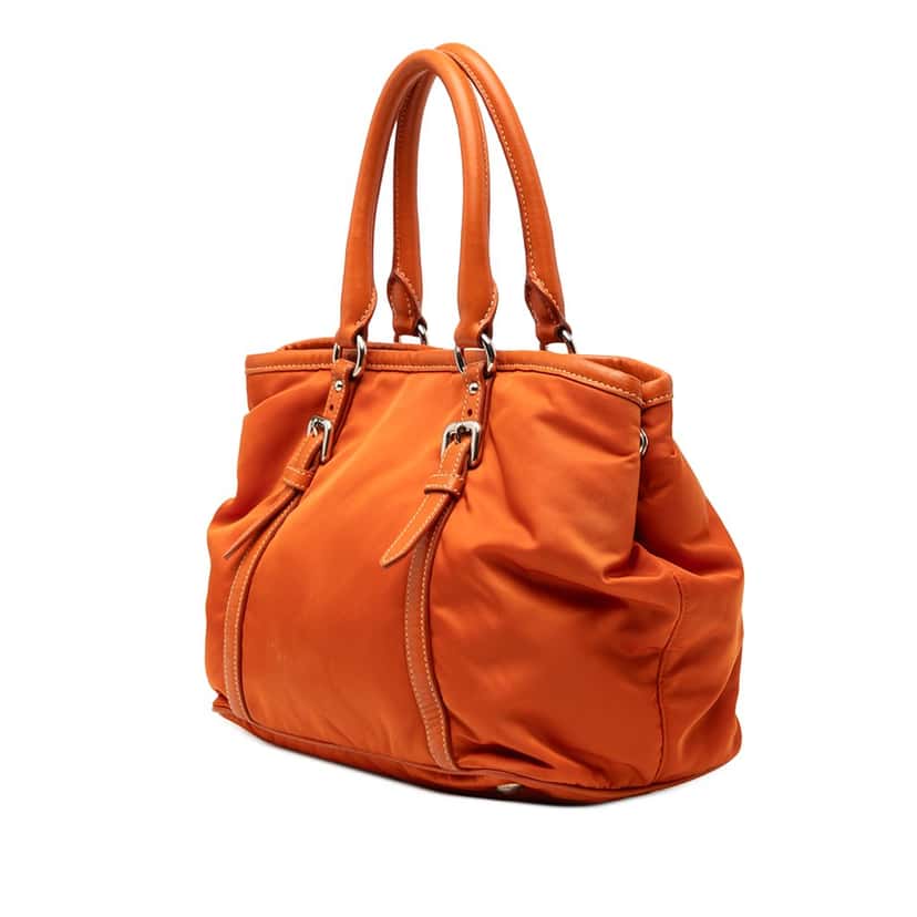 Prada Soft Calf Trimmed Tessuto Satchel Orange Very good condition - Back View