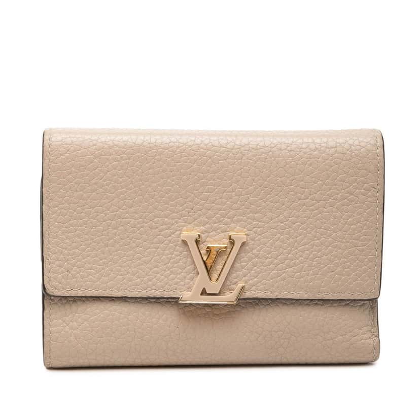 Louis Vuitton Taurillon Capucines Compact Wallet Beige Leather Very good condition - Front View