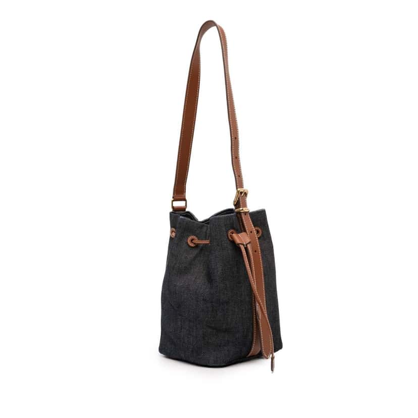 Miu Miu Denim Logo Bucket Bag Blue Very good condition - Back View