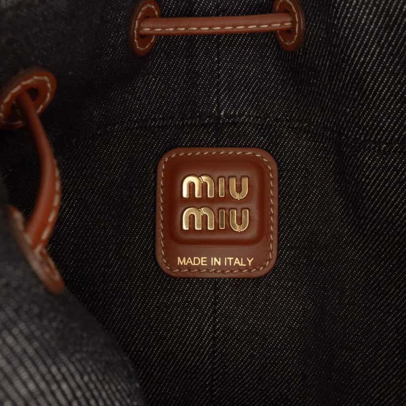 Miu Miu Denim Logo Bucket Bag Blue Very good condition - Box View