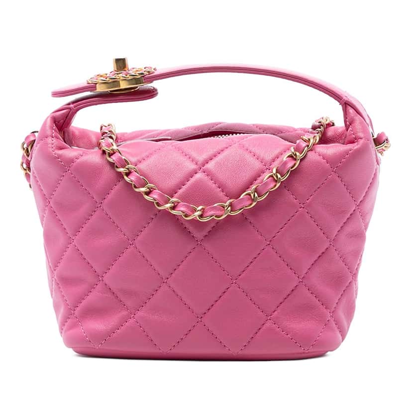 Chanel Small Quilted Lambskin Perfect Meeting Hobo Bag Pink Leather Very good condition - Front View