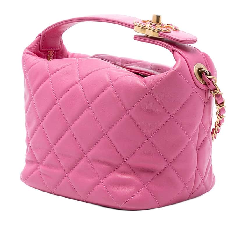 Chanel Small Quilted Lambskin Perfect Meeting Hobo Bag Pink Leather Very good condition - Back View