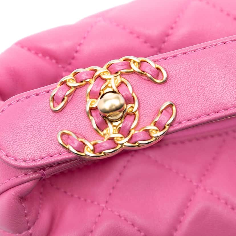 Chanel Small Quilted Lambskin Perfect Meeting Hobo Bag Pink Leather Very good condition - Box View