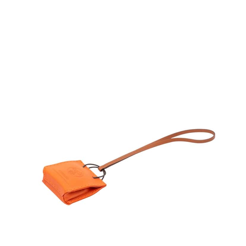 Hermès Milo Lambskin and Swift Shopping Bag Charm Orange Leather Very good condition - Front View