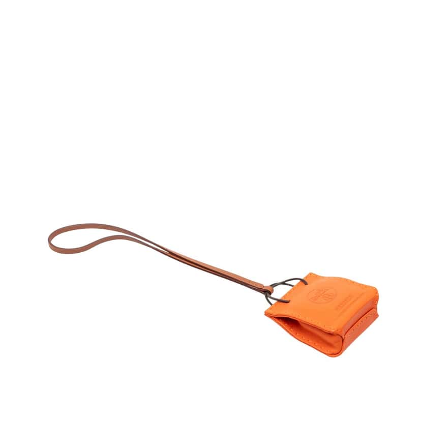Hermès Milo Lambskin and Swift Shopping Bag Charm Orange Leather Very good condition - Back View
