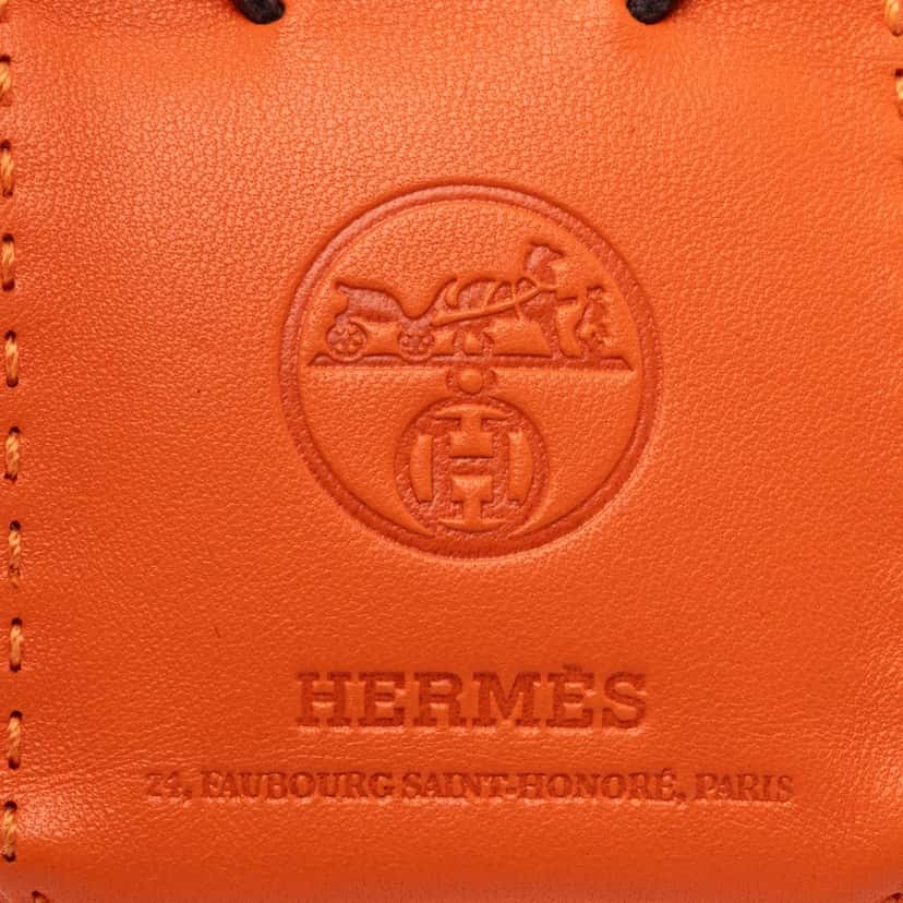 Hermès Milo Lambskin and Swift Shopping Bag Charm Orange Leather Very good condition - Inside View