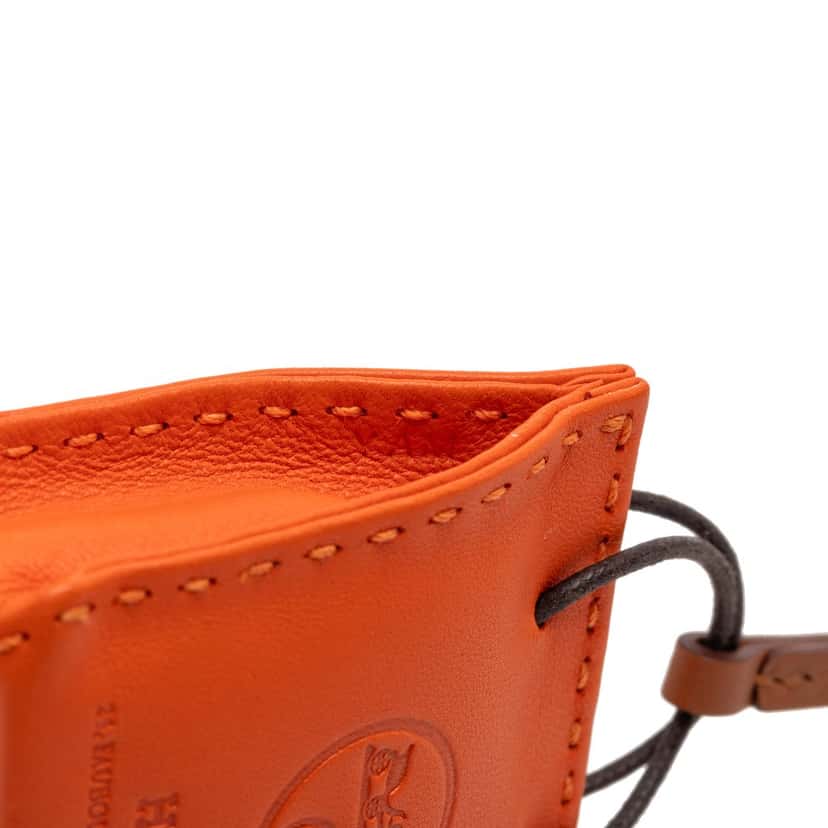 Hermès Milo Lambskin and Swift Shopping Bag Charm Orange Leather Very good condition - Model View