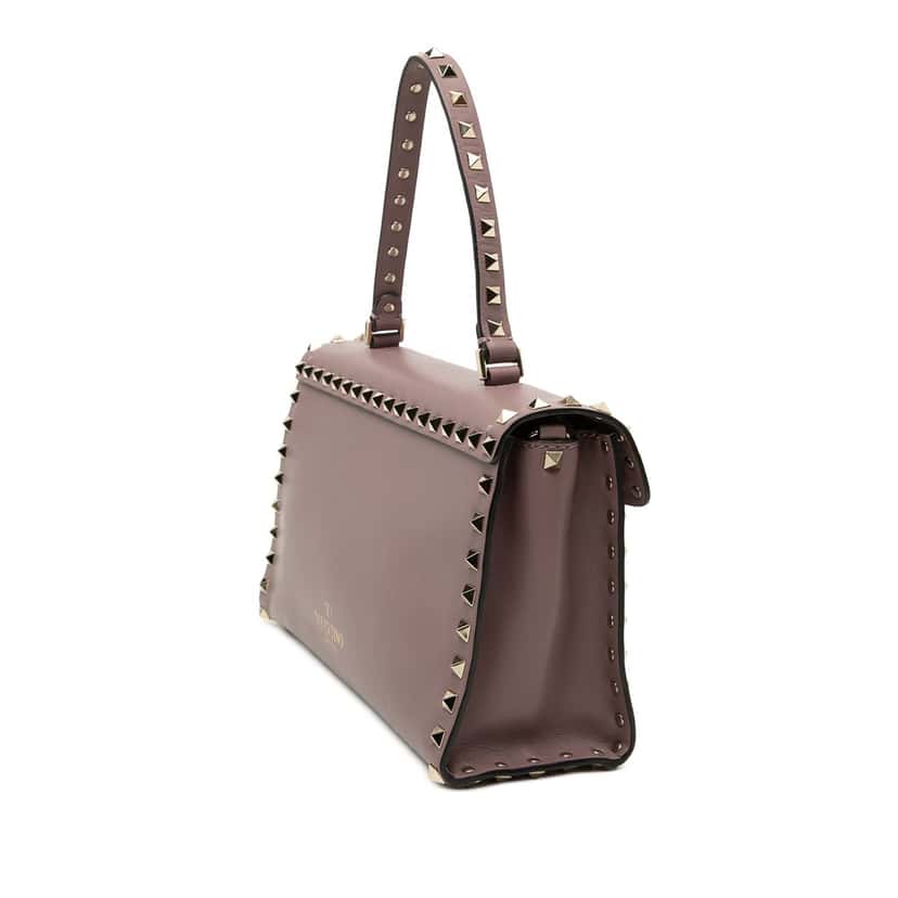 Valentino Small Leather Rockstud Single Handle Flap Pink Leather Very good condition - Back View