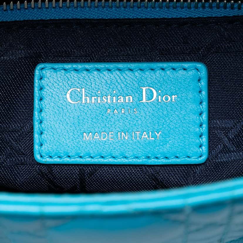 Dior Mini Lambskin Cannage Lady Dior Blue Leather Very good condition - Box View