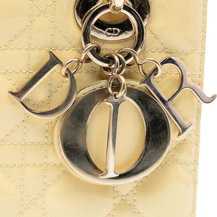 Dior Small Patent Cannage Lady Dior Yellow Leather Very good condition - Box View